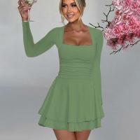 Vestido corto de manga larga con volantes para mujer, elegante y elegante, cuello cuadrado, ropa de fiesta, nuevo, oferta - details 14