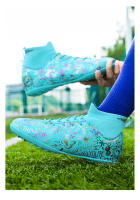 Zapatos de fútbol de marca para hombre, botas de fútbol de tobillo alto para niño, zapatillas de deporte de entrenamiento de hierba antideslizantes para exteriores, tacos, zapatillas de fútbol TF/FG - details 24