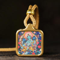 Llevando un pequeño Tangka, Bodhisattva Samantabhadra, Dragón Zhakiram, Gran Colgante del Cielo Negro, Dios Amarillo de la Riqueza, Tara Verde - details 8
