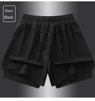 Falso dos piezas de pantalones cortos deportivos de verano, forro de fitness de entrenamiento para correr de tres puntos de secado rápido para hombres y mujeres American b - details 10