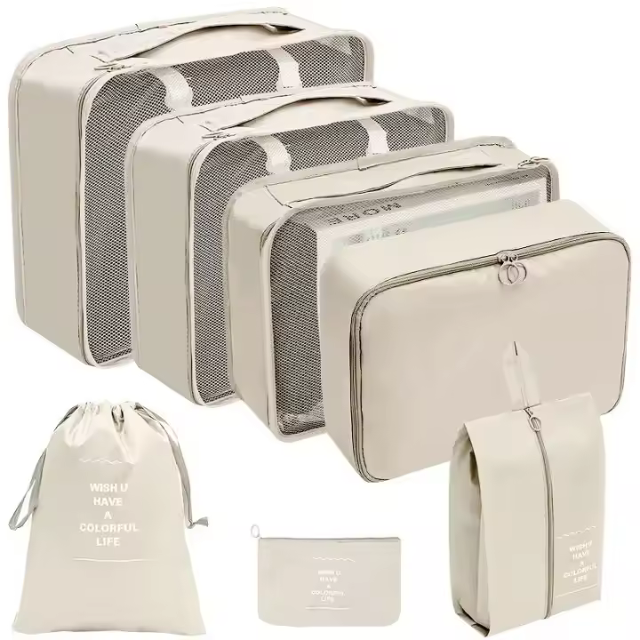 Juego de Bolsas Organizadoras de Viaje Portátiles 7/8/9/10 Pcs Cubos de Empaque para Maleta Ropa y Zapatos - 1