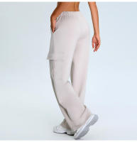 Otoño Invierno nuevo Yoga mujeres elástico de cintura alta pierna recta deportes Casual acampanado Cargo Fitness pantalones largos - details 23