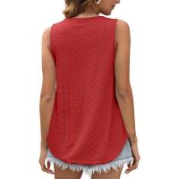 BUNO-2025 Novedad de verano, camisas para mujer, cuello redondo, sin mangas, Color sólido, camisetas sin mangas informales holgadas, blusas blancas para fiesta en la playa, camisas para mujer - details 16
