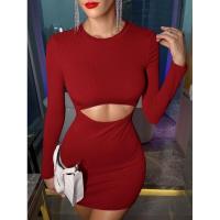 Vestido corto de manga larga para mujer, minivestido de color sólido para discoteca, nuevas características - details 9