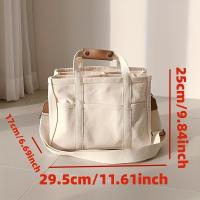 Bolso de mano de lona duradero, ligero, Top abierto con bolsillos, versátil para mamás y moda diaria - details 2
