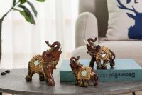 Escultura de estatua de Animal, Feng Shui de la suerte, accesorios de decoración del hogar, adornos de elefante de resina para oficina - details 1