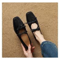 Nueva piel de oveja cabeza cuadrada estilo retro pequeños zapatos de cuero arco pedal boca poco profunda Mary Jane zapatos individuales - details 14