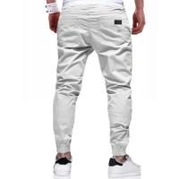 Pantalones casual slim con cordón de color sólido para hombre, casuales sencillos, pantalones de cuero patchwork de color sólido, ligeramente elásticos, pantalones populares juveniles - details 2