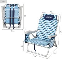 Pack de 2 sillas plegables multiposición para playa, jardín, terraza o camping, 5 posiciones, 49x58x80 cm, Altura asiento 27 cm, Topes antivuelco, Soporta 100 kg, Con asas de transporte (85469) - details 32