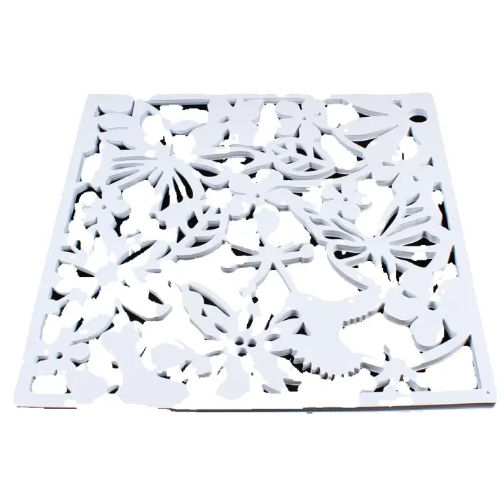 Pantallas colgantes con patrón de pájaro de flores huecas blancas, Partición de pared de pantalla ABS, decoración de arte DIY, 12 X - 1