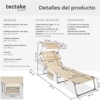 Tumbona Jardín Exterior de Acero, Tumbona Plegable con Reposacabezas, Parasol y Bolsillo Lateral, Tumbona Playa Reclinable 6 Posiciones, Tumbona Piscina Resistente a Intemperie - Gris - details 10