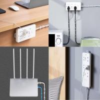 Soporte de enchufe autoadhesivo, soporte de pared sin perforar, soporte de regleta de plástico extraíble para sala de estar - details 1