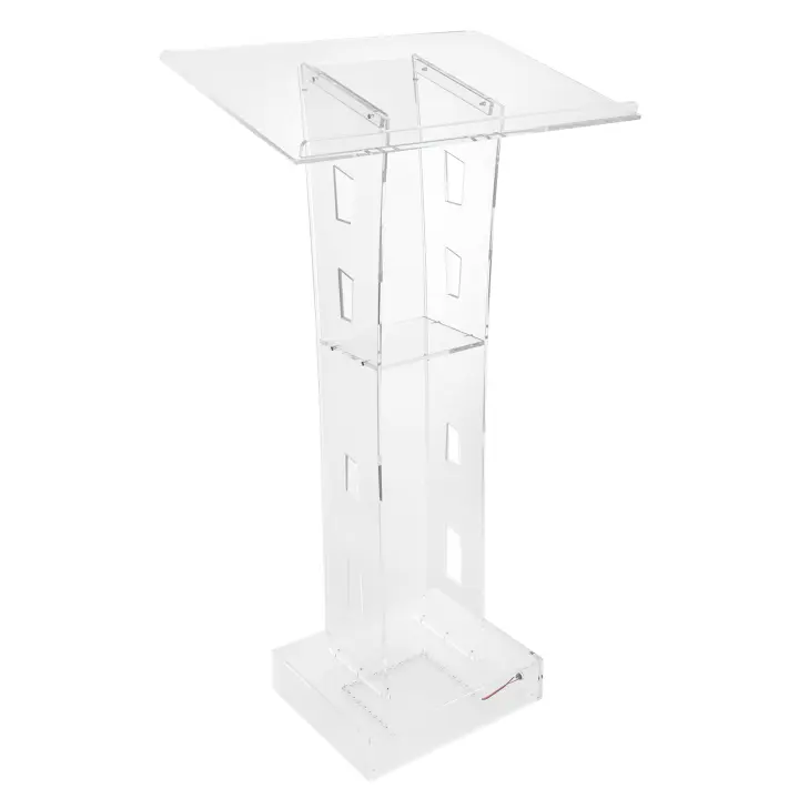 Soporte de podio acrílico con LED transparente, 110 cm, iglesia, atril, gran bandeja de lectura, aula, podio claro, púlpito cristiano - 1