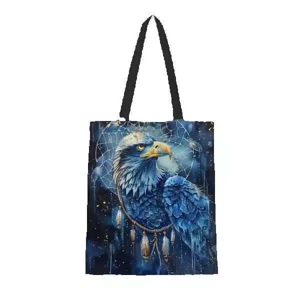 Atrapasueños con un águila Bolsa de lona, ​​bolso cruzado, bolso de mano, bolso de hombro escolar de lona, ​​bolso de compras ligero, el mejor regalo para profesores amigos, elementos esenciales de graduación - 1