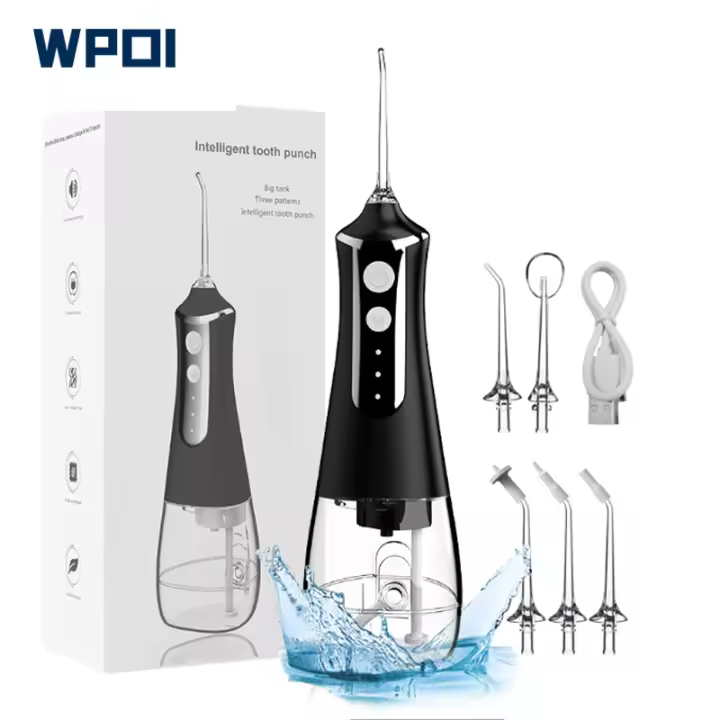 Portable Electric Water Floss with 5 Nozzles Waterproof Dental Stone Removal Dental Flusher Rechargeable Household Oral Cleaner - 1