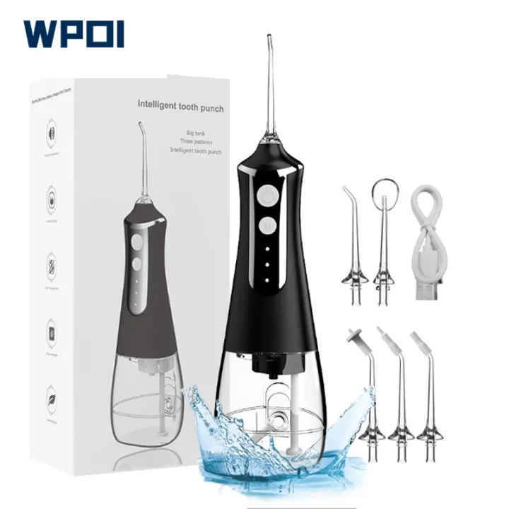 Portable Electric Water Floss with 5 Nozzles Waterproof Dental Stone Removal Dental Flusher Rechargeable Household Oral Cleaner - 1