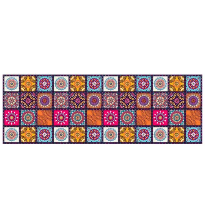 Alfombra de Mandala de Estilo Bohemio, alfombra antideslizante a Cuadros suaves, Floral, rectangular, para Cocina y Sala de estar - 1