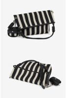 Bolso de mano informal de gran capacidad, de lona a rayas, con un solo hombro oblicuo. - details 15