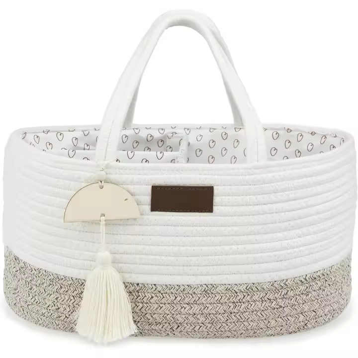 Bolsa Organizadora de Pañales para Cambio de Bebé Multifuncional para Viajes y Almacenamiento en Coche Bolso Resistente para Pañales y Juguetes del Bebé Blanco Beige - 1