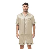 Conjunto de Pijama de Manga Corta para Hombre de Talla Grande Pantalones Cortos de Satén, Ropa de Dormir Fresca, Traje de Pijama Informal de Verano - details 7