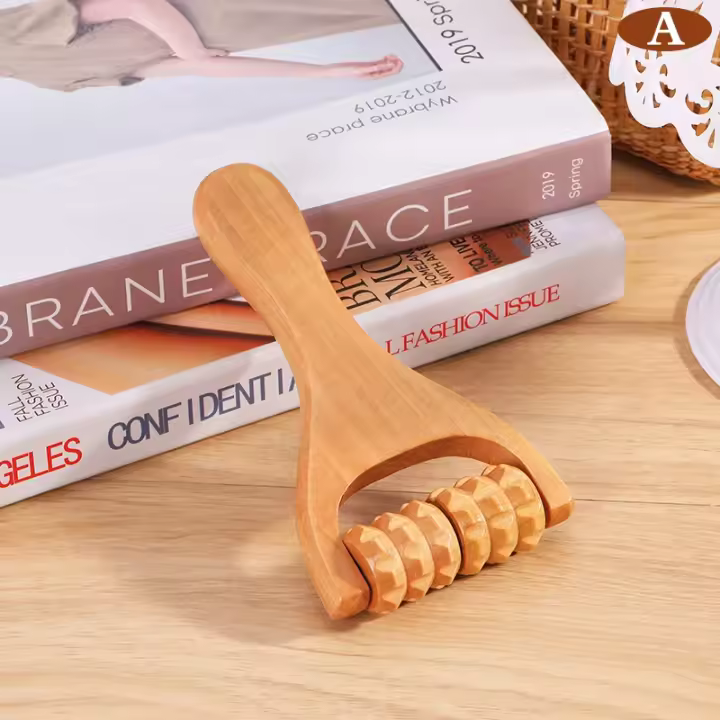 Masajeador de rodillo de madera para cuello, hombros y piernas, herramienta de masaje de mano Universal, 1 unidad - 1