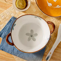 Cuenco de cerámica para Fideos para el hogar, cuenco de sopa con asa, ensalada, Pasta, vajilla de cocina, horno microondas, 1700ml - details 2