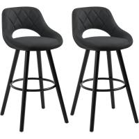 Juego de Taburetes de Cocina Alto 2 Piezas con Resalto y Reposapiés Altos para Bistro, Cafetería y Cocina Funda de Piel Sintética y Patas de Madera Blanco - details 18