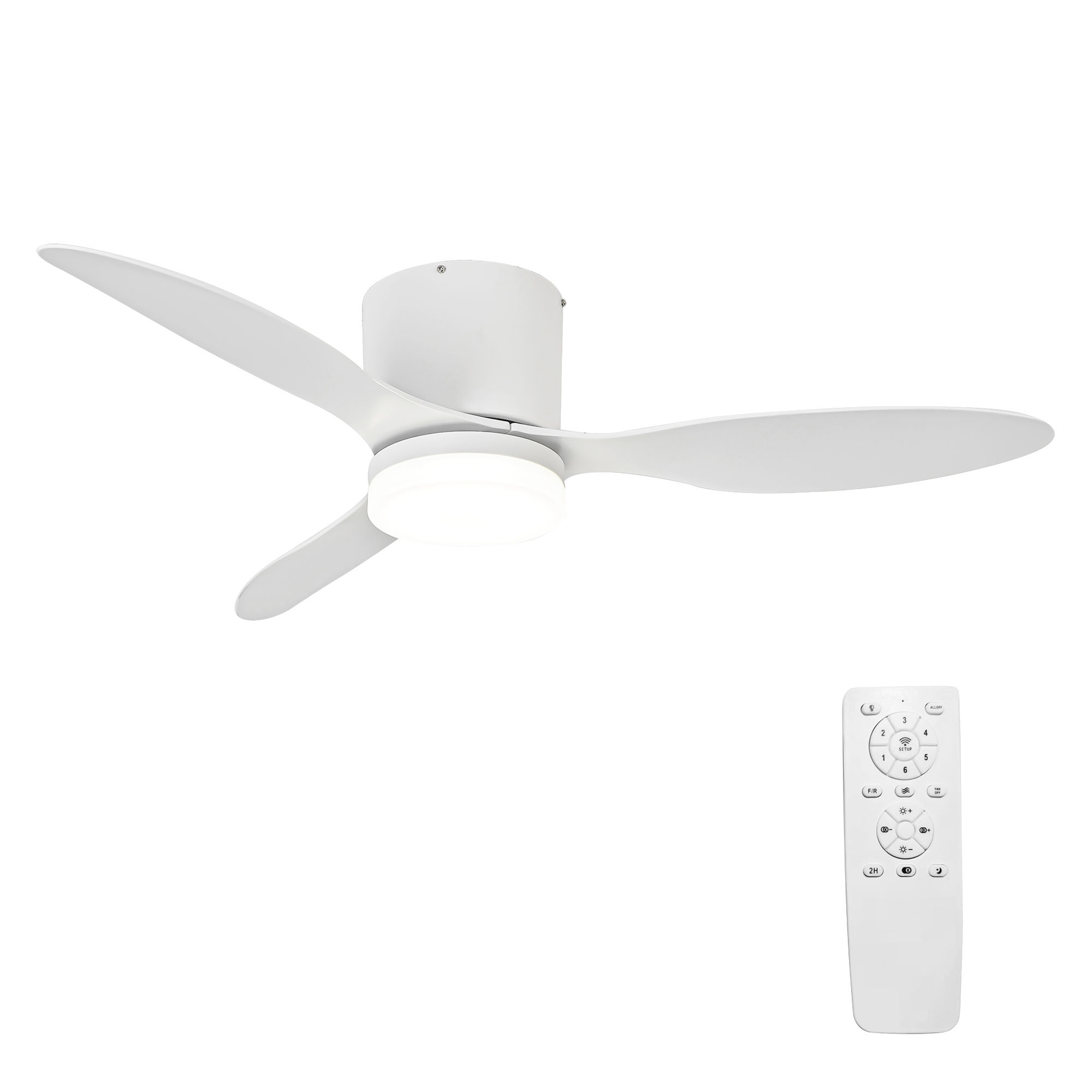 Parrot Uncle Ventilador de Techo con Luz LED de 18/24W, Ventilador Eléctrico Silencioso con Control Remoto, 3 Hélices