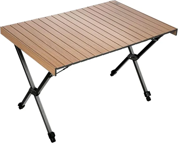 Mesa plegable portátil de camping con altura ajustable, mesa enrollable de aluminio ligera para 4-6 personas, para acampar, picnic, barbacoa, patio, fiesta. - 1