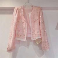 Chaqueta Chic de Lentejuelas Estilo Coreano para Mujer Primavera 2024 Versátil, Delgada, Manga Larga, Moda Socialita - details 7