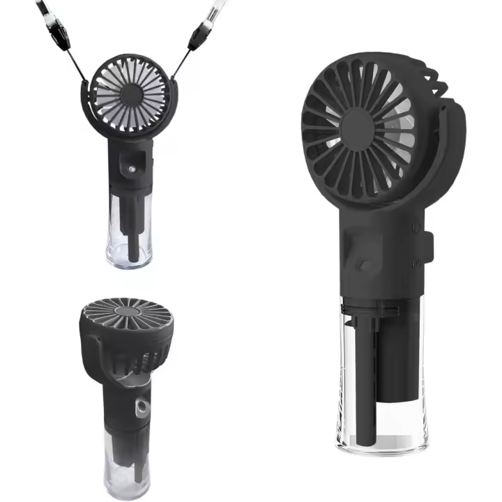 Ventilador Portátil Mini Ventilador de Mano con Función de Niebla Carga Recargable con 4 Velocidades Refrigeración Ajustable Rociador de Mano para el Verano, Exteriores, Viajes, Maquillaje, Hogar, Oficina, Acampada - 1