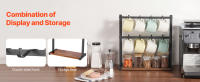 SucceBuy Soporte para tazas de café con 16 ganchos para mostrador, estante para tazas de 2 niveles con base de almacenamiento, soporte de acero al carbono y madera para exhibición en el hogar de cafetería (negro mate) - details 3