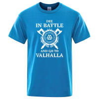 Camiseta con estampado vikingo para hombre, lema 'Mueres en batalla, ve a Valhalla', ropa de marca, estilo hip-hop, verano, talla grande - details 5