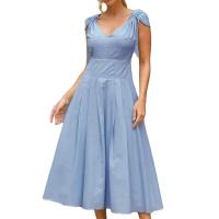 Temperamento elegante falda con tirantes y cuello en V para mujer vestido de verano nuevo en forma de A 2025 - details 1