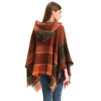 Chal de moda para mujer, elegante patrón de hueso de pescado, con capucha, chal y capa - details 1