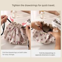 Bolsa de maquillaje con cordón de gran capacidad, bolsa de aseo de viaje impermeable con cordón, bolsa interior de clasificación con estampado de frutas - details 8