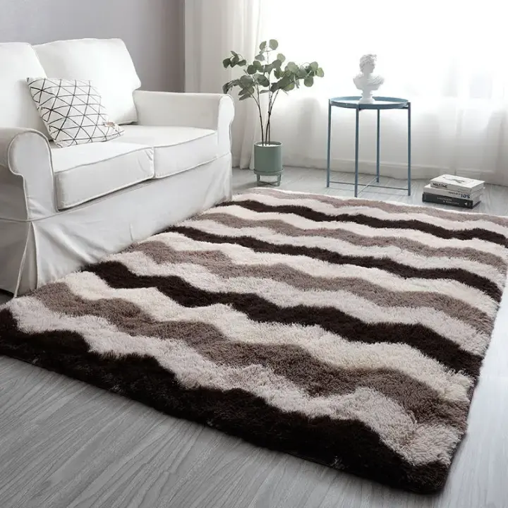 Alfombra de terciopelo blanco para sala de estar, alfombras gruesas y mullidas, largas y suaves, decoración de dormitorio, alfombrillas de felpa teñidas para habitación de niños - 1