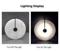 TOMAXIN-Lámpara de pared de mármol redondo, de 3W luz nocturna, 25CM, Simple, mármol español Natural, decorativa, Led - details 8