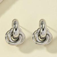 Pendiente De Anillo Con Nudo En Oro Y Plata Para Mujer Obega Joyería De Moda Brillante Para El Día Estilo Clásico Geométrico - details 3