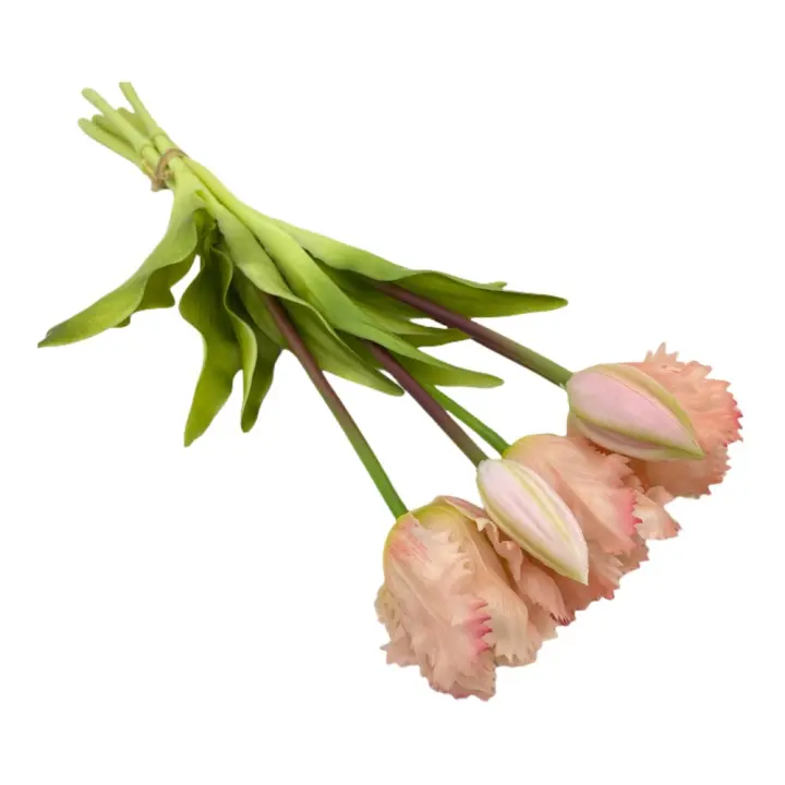 5 uds 5 cabezas flores artificiales de tulipán loro simulación realista de lujo ramo de tulipanes hecho a mano flores falsas de tacto Real - 1