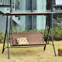 Columpio de jardín exterior de 2 plazas, silla balancín con parasol, techo ajustable en ángulo, terraza, balcón exterior, carga 200 kg, 172x110x155 cm, marrón - details 1