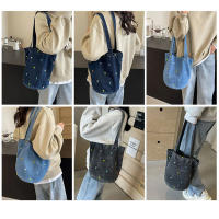 Bolso de cubo de mezclilla bordado, bolso de mano de gran capacidad, bolso de hombro que combina con todo, bolso de compras portátil para mujer, nuevo - details 4