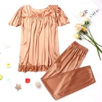 Conjunto de pijama de satén grande 5XL, pijamas cortos, decoración del hogar de mediana edad, pijamas de mujer baratos - details 27