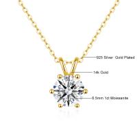 Collares con colgante de diamantes de moissanita de oro auténtico de 14k con cadena de plata de ley 925 para mujer, regalos de compromiso de boda y San Valentín - details 3