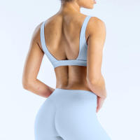 Nuevo sujetador deportivo minimalista de spandex con costura nueva, adecuado para el fitness femenino, estiramiento, ropa de yoga transpirable. - details 9
