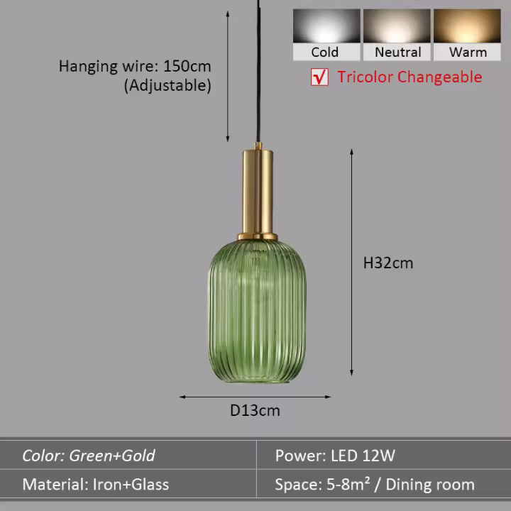 LEFAN-luz colgante LED nórdica para comedor, lámpara de mesa para restaurante, sala de estar, linterna a rayas, 30CM - 1