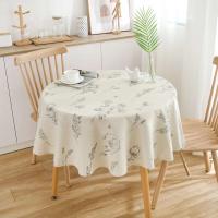 Mantel de lino y algodón de 150cm, cubierta de mesa redonda, con pequeñas flores antipiscina, utilizado para cocina y mesa de comedor - details 4