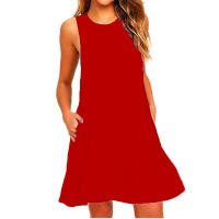 Vestido Casual De Verano Para Mujer Vestido De Playa Sin Mangas Con Bolsillos A-Line Hasta La Rodilla Vestido Suelto Para Fiesta - details 9