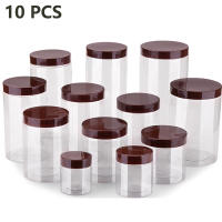 Frascos de almacenamiento de alimentos con tapa de café, latas selladas transparentes para galletas y dulces, tanque de grano de plástico vacío, contenedor de cocina transparente, 10 piezas - details 0
