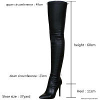 Botas Largas de Moda para Mujer 2025 Punta Afilada, Tacón Alto, Delgado Cuero Sintético - details 1
